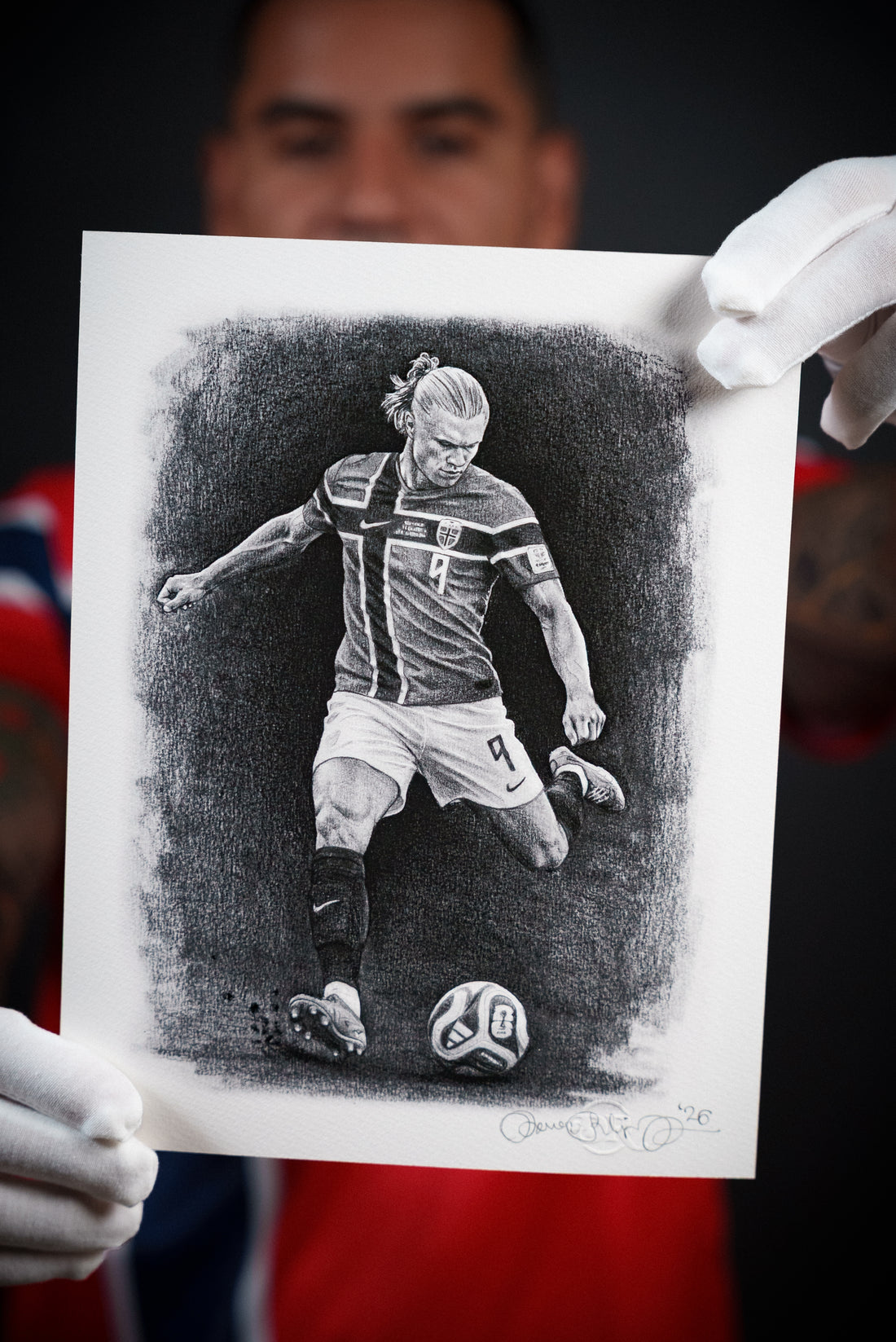 NORWAY - ERLING HAALAND - GRAPHITE PENCIL DRAWING PRINT (OPEN EDITION)