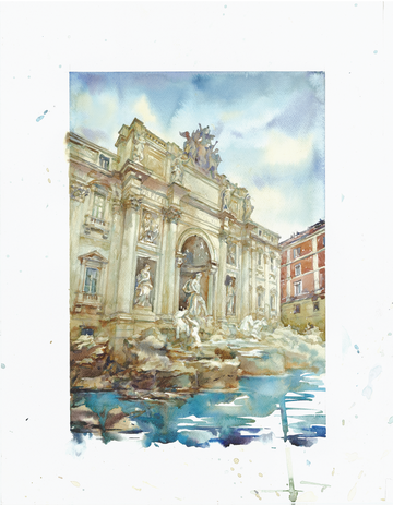 ROME - WATERCOLOR PRINT - TREVI FOUNTAIN (LIMITED EDITION)